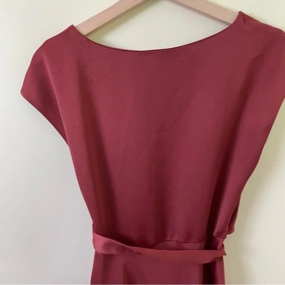 BHLDN Louisa Satin Charmeuse Midi Dress in Cinnamon Rose SIZE 4 - Picture 8 of 12